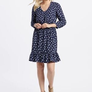 Draper James Blue Floral Long Sleeve Dress